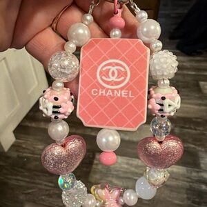 Pink Hearts Bag Charm Keychain